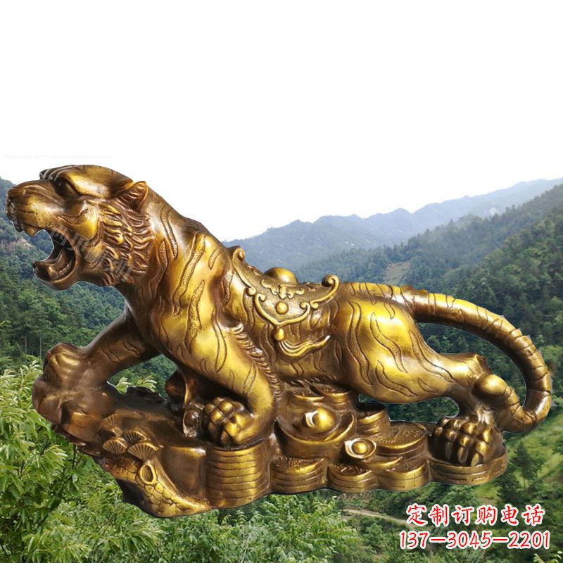 黄冈招财老虎漆金12生肖动物雕塑