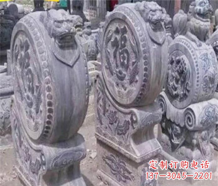 黄冈招财石门墩仿古抱鼓石