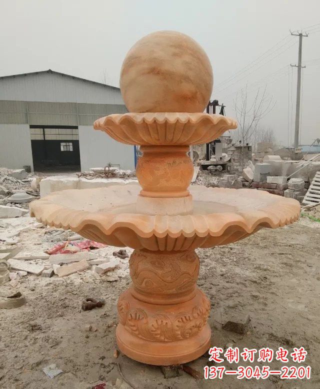 黄冈招财双层风水球石雕