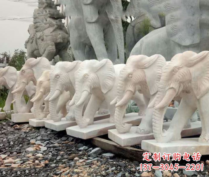 黄冈招财晚霞红大象石雕 (3)