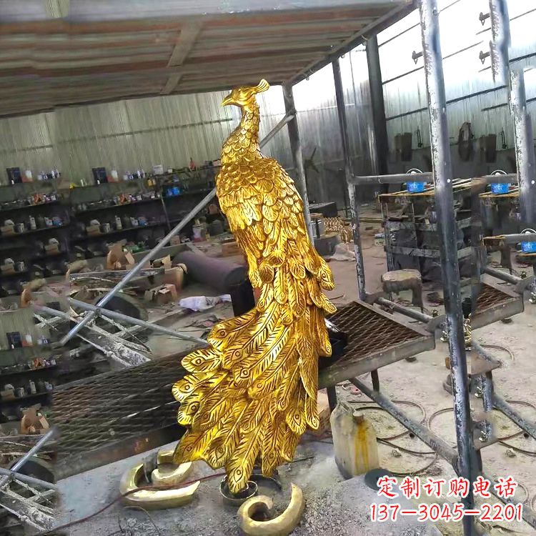 黄冈中国古代传说中的瑞鸟凤凰鎏金铜雕