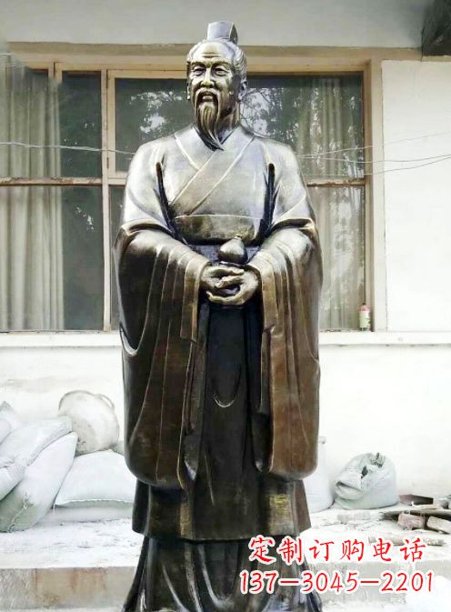 黄冈中国古代名医扁鹊铸铜雕像半身像