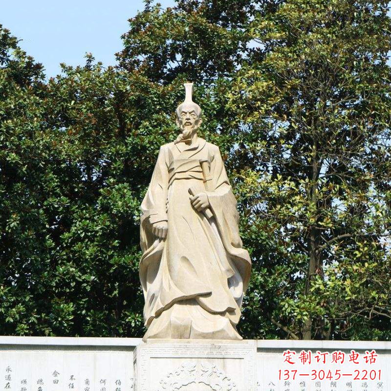 黄冈中国名人战国时期楚国诗人屈原砂岩石雕像