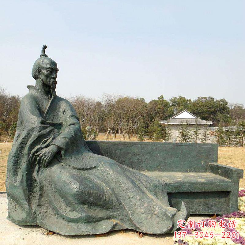 黄冈中国明末清初知名画家八大山人(朱耷)雕塑塑像-公园历史名人铜雕像