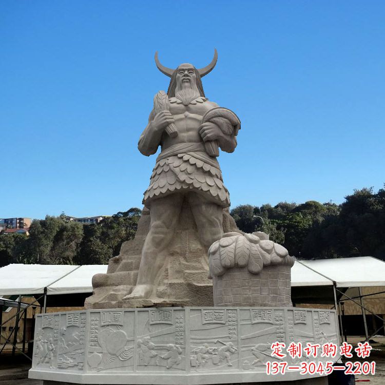 黄冈中国上古人物人文初祖汉白玉神农雕像