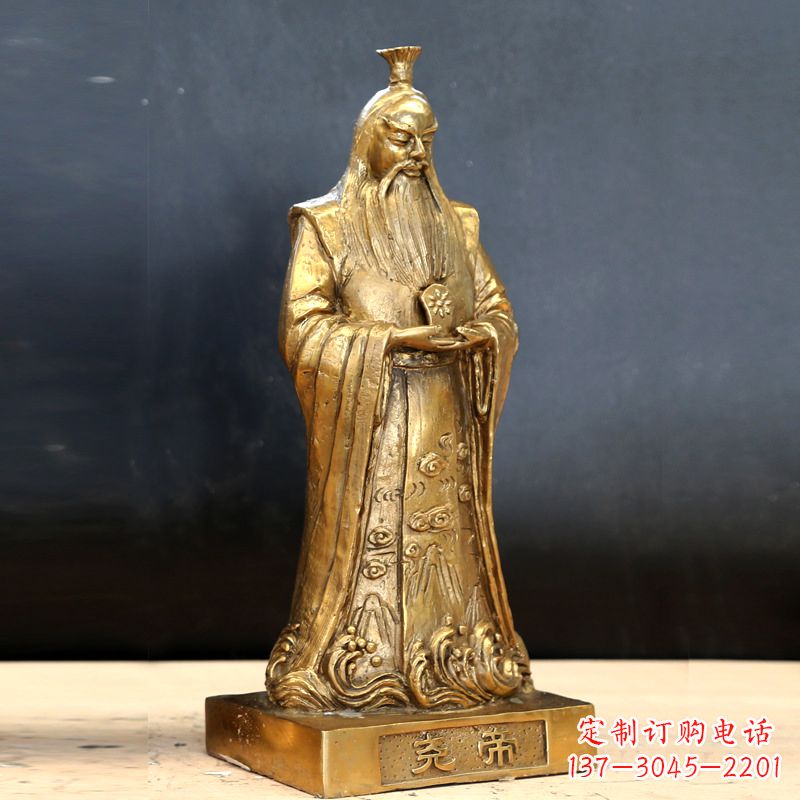 黄冈中国上古时期部落联盟首领尧帝铸铜雕像