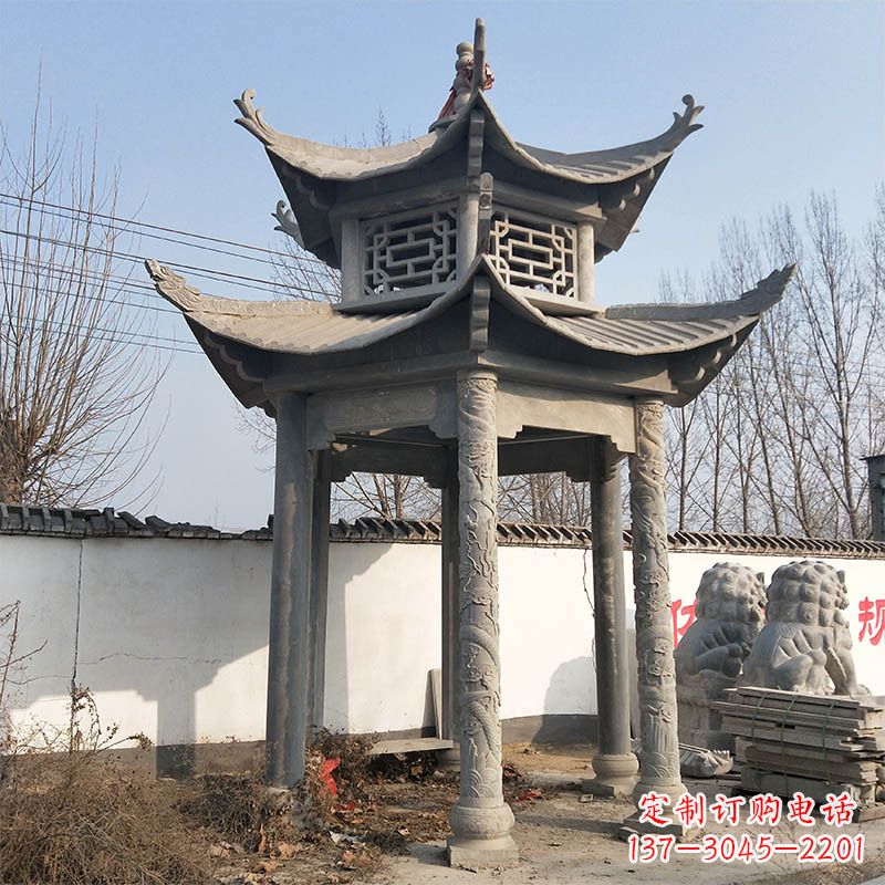 黄冈中式双层石雕凉亭