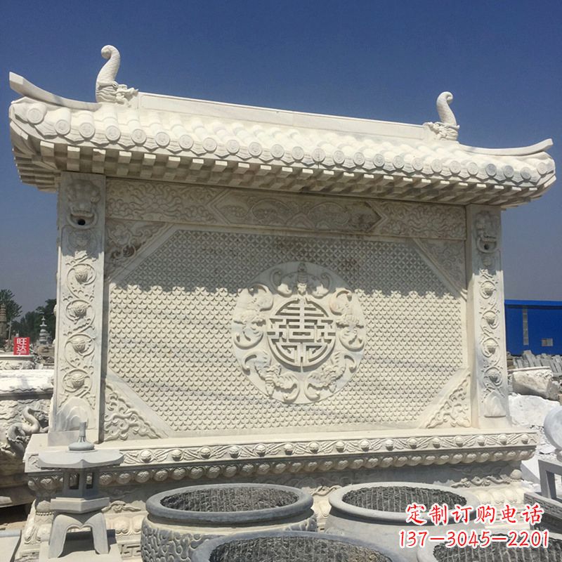 黄冈中式庭院影壁石雕-中国古建大门萧墙