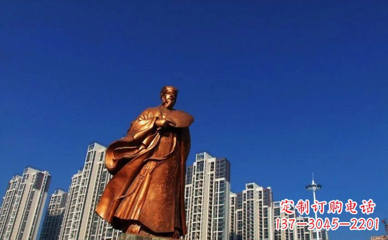 黄冈诸葛亮古代名人铜雕 (2)