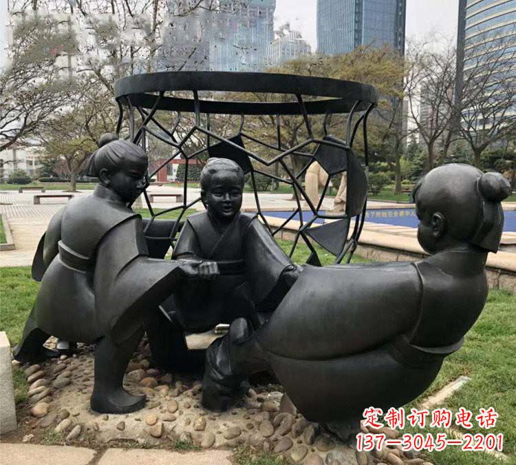 黄冈铸铜公园司马光砸缸儿童雕塑
