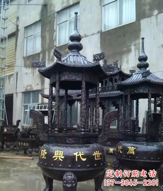 黄冈铸铜寺庙香炉铜雕 (3)