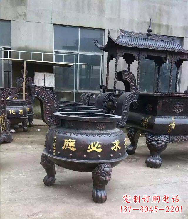 黄冈铸铜寺庙香炉铜雕