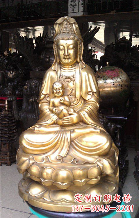 黄冈铸铜送子观音雕塑