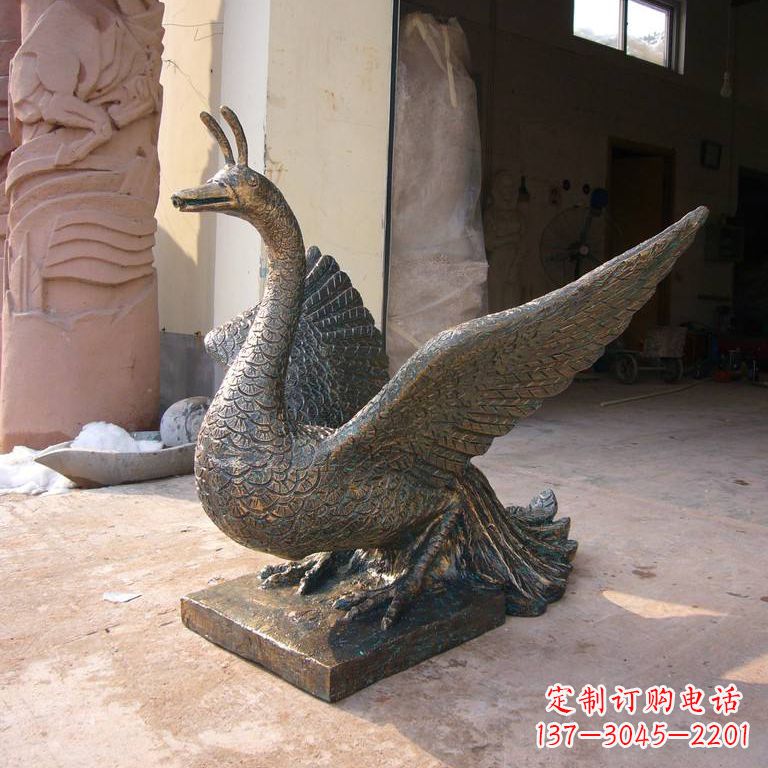 黄冈铸铜天之四灵朱雀雕塑摆件