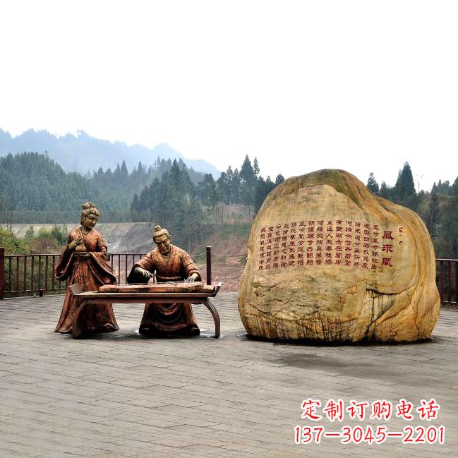 黄冈卓文君与司马相如凤求凰公园景观雕塑-历史典故人物情景雕塑