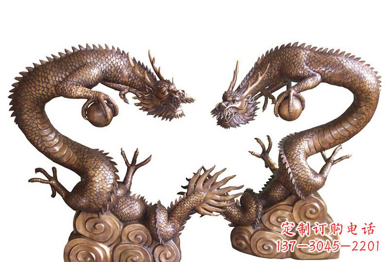 黄冈紫铜铸双龙戏珠