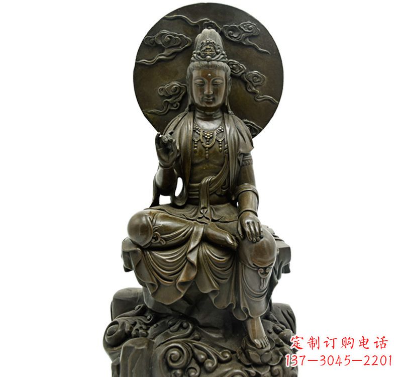 黄冈自在观音菩萨仿古铜雕佛像