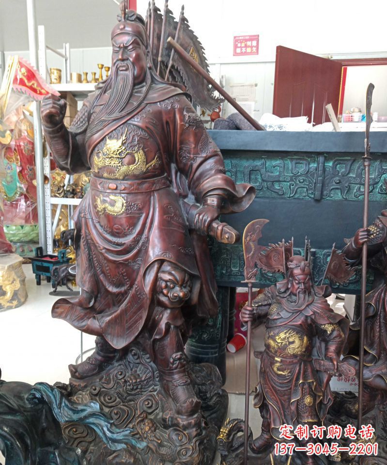 黄冈宗教庙宇关公武财神铜雕