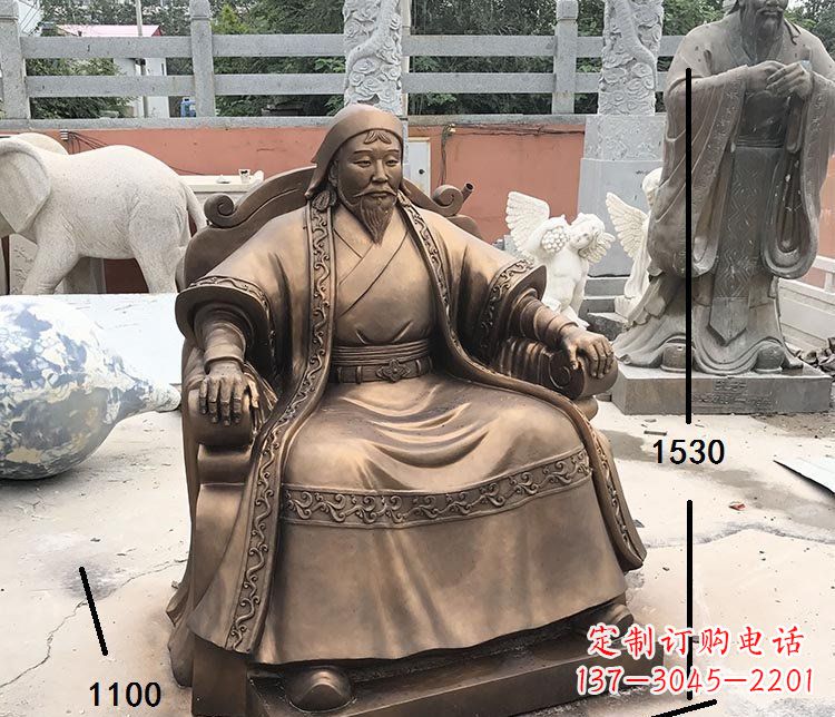 黄冈坐式成吉思汗铜雕 (2)