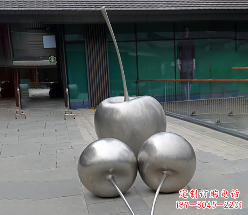 黄冈实心不锈钢苹果雕塑