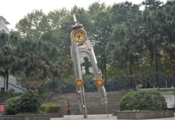 黄冈圆规雕塑-不锈钢广场创意圆规雕塑